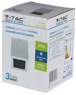 v-tac Oprawa V-TAC Aluminiowa GU10 Kostka Kwadrat Natynkowa Biała+Czarny 142x100x100 VT-797 - Oprawy, klosze i abażury - miniaturka - grafika 4