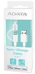 Apple ADATA Kabel USB-Lightning/ microUSB 1m White AMFI2IN1-100CM-CWH - Pozostałe akcesoria do telefonów - miniaturka - grafika 2