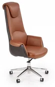 Fotele i krzesła biurowe - Halmar Fotel biurowy gabinetowy CALVANO ciemny brąz / jasny brąz eco skóra - miniaturka - grafika 1