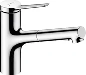 Baterie kuchenne - Hansgrohe 74810000 Zesis M33 Jednouchwytowa 150 Eco wyciągana wylewka 2jet chrom - miniaturka - grafika 1