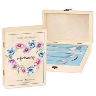 Murrano Zestaw Sztućców Dla Dzieci W Drewnianym Etui Nadruk Dla Dziewczynki SZT-ANIMALS_DRW-UV-030 - Sztućce dla dzieci - miniaturka - grafika 2