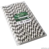 Słomki do napojów - PapStar Słomki z papieru pure, średnica 6 mm, 29 cm Stripes czarno-białe długie 100 szt. 88225 - miniaturka - grafika 1