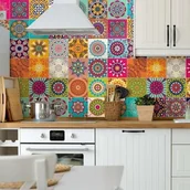 Naklejki na ścianę - Ambiance-Live Ambiance samoprzylepne naklejki na płytki, wzór mozaiki azulejos, naklejki ścienne do łazienki i kuchni, 60 sztuk - miniaturka - grafika 1