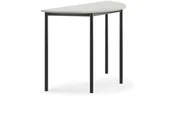 Meble do szkół i przedszkoli - AJ Produkty Stół BORS, półokrągły, 1200x600x900 mm, laminat szary, antracyt - miniaturka - grafika 1