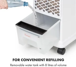 Klarstein Windspiel, chłodnica powietrza, 100 W, 12-godzinny timer, pilot zdalnego sterowania, biała ACO18-Windspiel WH - Klimatory - miniaturka - grafika 4