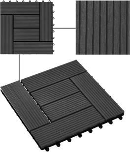 VidaXL Lumarko Płytki tarasowe, 11 szt., WPC, 30 x 30 cm, 1 m, czarne 45026 VidaXL - Podesty i deski tarasowe - miniaturka - grafika 4