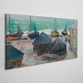 Obrazy i zdjęcia - PL Coloray Obraz na Płótnie Łodzie na plaży Monet 120x60cm - miniaturka - grafika 1