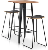 Meblościanki - vidaXL 3-częściowy zestaw barowy, stal, czarny - miniaturka - grafika 1