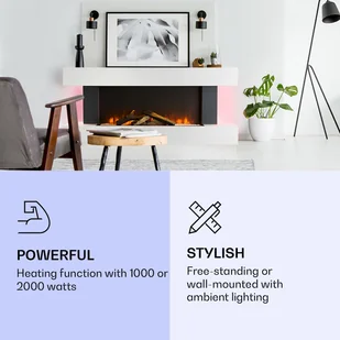 Klarstein Klarstein Studio Light & Fire 1 Smart kominek 1000/2000W MDF WiFi Control ACO7-Studio L&F 1 B - Kominki elektryczne - miniaturka - grafika 3