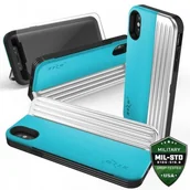 Etui i futerały do telefonów - Zizo Retro Series Etui iPhone X z kieszenią na karty + podstawka + szkło 9H na ekran (Baby Blue/Silver) RET-IPH8-BBLSL - miniaturka - grafika 1