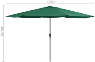 vidaXL Parasol ogrodowy na metalowym słupku, 400 cm, zielony vidaXL - Parasole ogrodowe - miniaturka - grafika 7
