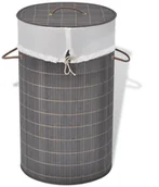 Kosze na bieliznę - vidaXL vidaXL Bambusowy kosz na pranie - okrągły, brązowy - miniaturka - grafika 1