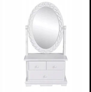 vidaXL Toaletka z ruchomym lustrem i szufladami, biała - Lustra - miniaturka - grafika 2