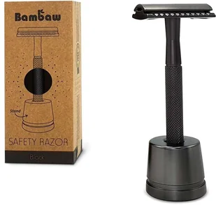 Bambaw BAMBAW Wielorazowa maszynka do golenia + stojak CZARNA 5407007650002 - Akcesoria do golenia męskie - miniaturka - grafika 3