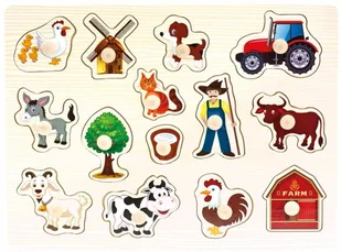 Bino Puzzle drewniane z uchwytami zwierzaki 88114 - Układanki dla dzieci - miniaturka - grafika 4