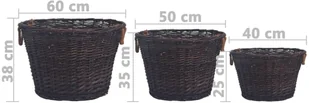 vidaXL 3-cz. zestaw koszyky na drewno, sztaplowane, czerwona wiklina vidaXL - Akcesoria kominkowe - miniaturka - grafika 8