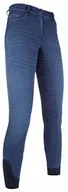 Bryczesy - HKM spodnie do jazdy konnej dla dorosłych - denim Easy 3/4 Silkonbesatz6100 Spodnie, dżinsowy niebieski, 146 - miniaturka - grafika 1