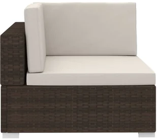 vidaXL 3-częściowa sofa do ogrodu, z poduszkami, polirattan, brązowa - Meble ogrodowe - miniaturka - grafika 5