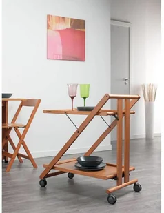 Foppapedretti Sprint Drewniany składany stolik na kółkach Ciemny brąz Foppapedretti - Stoliki dla dzieci - miniaturka - grafika 3