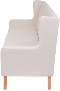 vidaXL Sofa 3-osobowa, materiałowa, kremowa - Sofy i kanapy - miniaturka - grafika 4