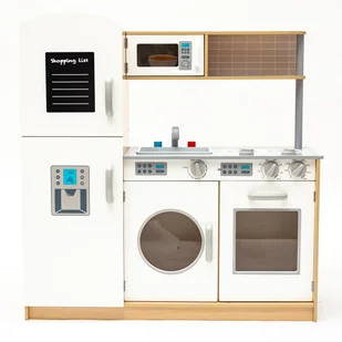 Drewniana kuchnia dla dzieci z tablicą do pisania - Zabawki AGD - miniaturka - grafika 2