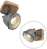 Systemy inteligentnych domów - QAZQA Inteligentna stal punktowa z drewnem  w tym WiFi GU10 regulowana - Emado - miniaturka - grafika 1