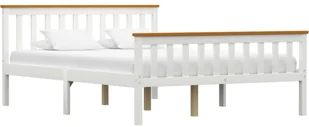vidaXL Rama łóżka, biała, lite drewno sosnowe, 140 x 200 cm - Łóżka - miniaturka - grafika 7