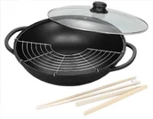 Woki - Krüger garnek WOK Lipsk  36 cm z pokrywką szklaną, czarny, 36 cm SCO11 - miniaturka - grafika 1