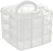 Pudełka i szkatułki - RAYHER HOBBY Rayher 3918100 pojemnik do przechowywania z rączką, wymiary 15,5 x 15,5 x 12,9 cm, 3 x 6 przegródki 3918100 - miniaturka - grafika 1