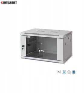 Intellinet Szafa wisząca zmontowana 6U 600x450 Rack 19\" szklane drzwi czarna 918381 - Szafy rack - miniaturka - grafika 3