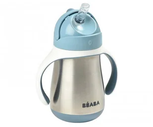 Beaba Butelka - kubek niekapek stalowa ze słomką 250 ml windy blue - Butelki dla niemowląt - miniaturka - grafika 2