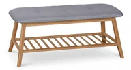 Ławki do przedpokoju - HALMAR Ławka drewniana z półka na buty ST15  szare miękkie siedzisko - miniaturka - grafika 1
