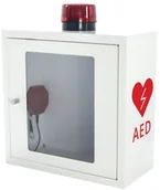 Meble i wyposażenie gabinetów medycznych - PROJEKT AED ASB1020 - metalowa szafka z alarmem dźwiękowym i świetlnym na defibrylator wewnątrz budynku - 37 x 37 x 17 cm. - miniaturka - grafika 1