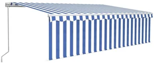 VidaXL Lumarko Ręcznie zwijana markiza z zasłoną i LED, 5x3 m, niebiesko-biała  3069341 VidaXL - Markizy - miniaturka - grafika 4