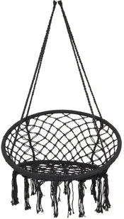 ROYOKAMP Hamak ażurowy fotel wiszący 80x60cm luxe z poduszką czarny vic-24068-0 - Hamaki - miniaturka - grafika 9