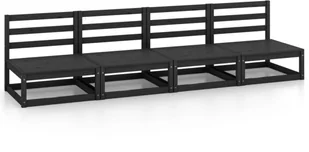 VidaXL 4-osobowa sofa ogrodowa, czarna, lite drewno sosnowe 3075343 - Sofy ogrodowe - miniaturka - grafika 2
