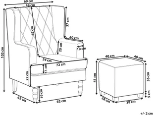 Beliani Fotel z podnóżkiem w kwiaty czarny SANDSET - Fotele - miniaturka - grafika 3