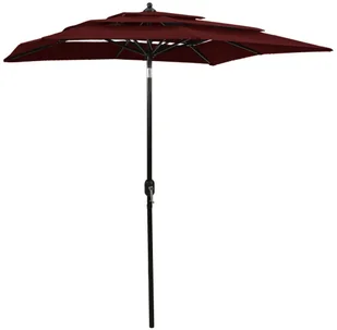 vidaXL 3-poziomowy parasol na aluminiowym słupku, bordowy, 2x2 m 313848 - Parasole ogrodowe - miniaturka - grafika 2