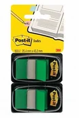 Etykiety samoprzylepne i bloki etykiet - Post-It 3M Zakładki indeksujące (680-G2EU), PP, 25x43mm, 2x50 kart., zielone 3M-70005078012 - miniaturka - grafika 1