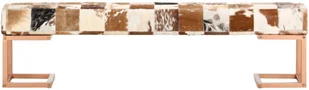 vidaXL Ławka 160 cm, brązowa, patchworkowa, prawdziwa kozia skóra vidaXL - Ławki do przedpokoju - miniaturka - grafika 4