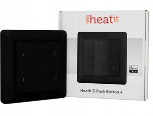Heatit Heatit Z-Push 4x przycisk na ścianę czarny Z-wave HEATIT Z-PUSH4 BLACK - Systemy inteligentnych domów Heatit Heatit Z-Push 4x przycisk na ścianę czarny Z-wave HEATIT Z-PUSH4 BLACK - Systemy inteligentnych domów - miniaturka - grafika 1