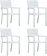 Fotele i krzesła ogrodowe - vidaXL Krzesła ogrodowe, 4 szt., białe, HDPE o wyglądzie drewna - miniaturka - grafika 1