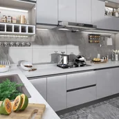 Okleiny - VidaXL Lumarko Okleina meblowa, srebrna, wysoki połysk, 500x90 cm, PVC! 326148 VidaXL - miniaturka - grafika 1