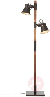 Brilliant Lampa podłogowa Plow 2 spoty, czarna/ciemne drewno - Lampy stojące - miniaturka - grafika 5