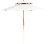 Parasole ogrodowe - vidaXL Parasol z podwójnym daszkiem, 270x270 cm drewno, kremowy - miniaturka - grafika 1