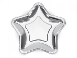 Party Deco Talerzyki Gwiazda srebrne - 23 cm - 6 szt. TPP34-018ME - Gadżety na imprezę - miniaturka - grafika 2