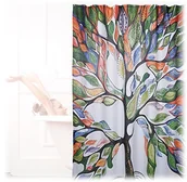 Zasłony prysznicowe - Relaxdays zasłona prysznicowa z motywem z bawełny, akwarela, Anti-pleśni, nadający się do prania, wanna zasłona wys. x szer. 200 x 180 cm, kolorowy 10022611 - miniaturka - grafika 1