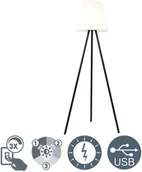 Lampy ogrodowe - QAZQA Nowoczesna solarna lampa stojąca trójnóg czarna klosz biały LED IP44 - Virginia - miniaturka - grafika 1