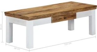 vidaXL Stolik kawowy, 110 x 50 x 40 cm, lite drewno mango - Ławy i stoliki kawowe - miniaturka - grafika 5