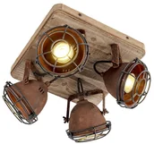 Lampy sufitowe - QAZQA Industrialny spot regulowany rdza drewno 4-źródła światła - Gina - miniaturka - grafika 1